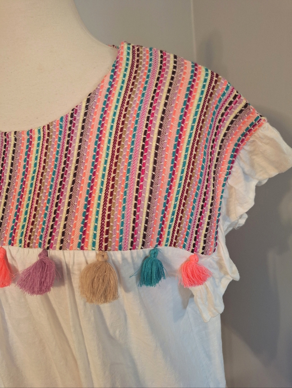THML embroidery Tassel Boho Blouse Top Medium - Picture 2 of 6